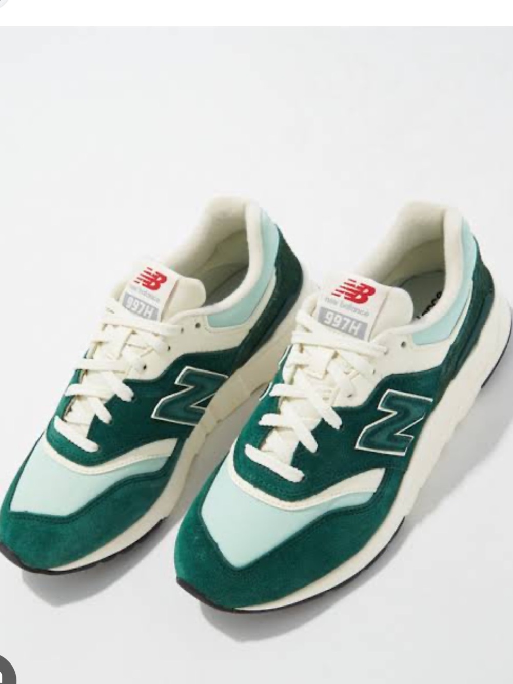 New Balance Women's 997H Sneaker in Teal Green and Cream